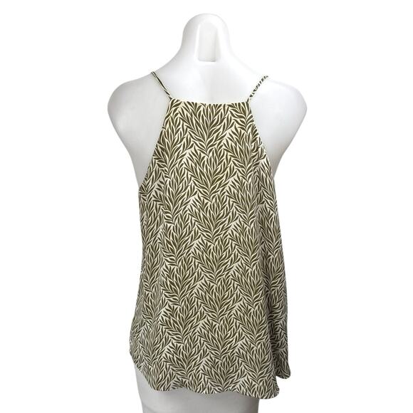 Ann Taylor LOFT Green White Leaf Print Sleeveless Blouse Cami Tank Top Size M - Picture 2 of 4